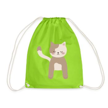 Gemütliche Calico-Traumkatze - Turnbeutel - Neongrün - Vorne