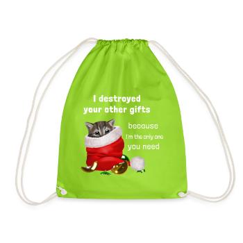 I destroyed your other gifts - Kätzchen - Turnbeutel - Neongrün - Vorne