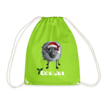 Graues Schaf God Jul - Schwedisch - Turnbeutel - Neongrün - Vorne