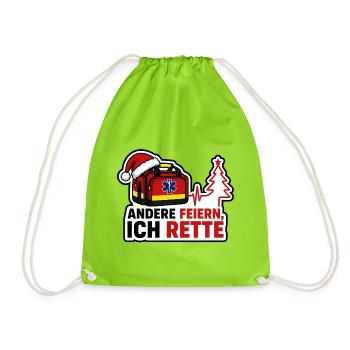 Andere feiern ich rette Rettungsdienst Weihnachten - Turnbeutel - Neongrün - Vorne