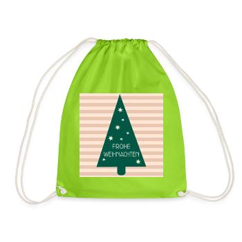 Frohe Weihnachten Weihnachtsbaum - Turnbeutel - Neongrün - Vorne
