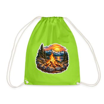Lagerfeuer am Bergsee - Turnbeutel - Neongrün - Vorne