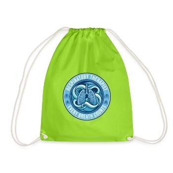 Atemtherapeut Human Lungs Badge Geschenk - Turnbeutel - Neongrün - Vorne