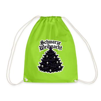 Schwarze Weihnacht Gothic Tannenbaum Fledermaus - Turnbeutel - Neongrün - Vorne