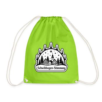 Schwibbogen Stimmung Erzgebirge Weihnachten Shirt - Turnbeutel - Neongrün - Vorne