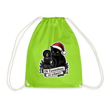 Oh Tannenbaum so schwarz Katze Gothic Weihnachten - Turnbeutel - Neongrün - Vorne