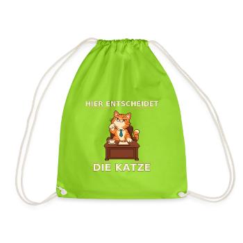 Hier Entscheidet Die Katze - Turnbeutel - Neongrün - Vorne
