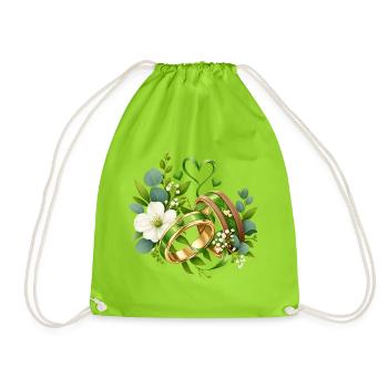 Grünehochzeit , Grünes Liebesband Hochzeitsdesign - Turnbeutel - Neongrün - Vorne