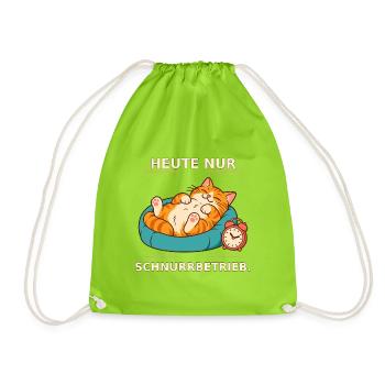Heute Nur Schnurrbetrieb Katze - Turnbeutel - Neongrün - Vorne