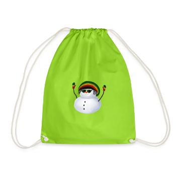 Rasta Schneemann - Mit Sonnenbrille - Turnbeutel - Neongrün - Vorne