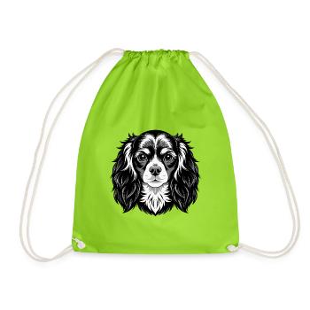 King Charles Spaniel Hundekopf - Turnbeutel - Neongrün - Vorne
