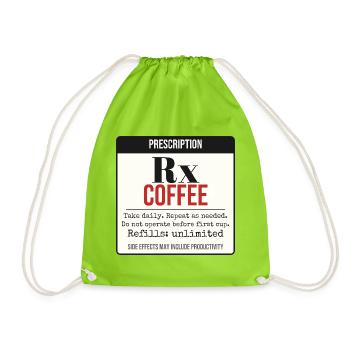 Rezept: Kaffee – Täglich einnehmen - Turnbeutel - Neongrün - Vorne