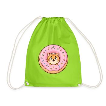 Kawaii Cat Donut Pop - Turnbeutel - Neongrün - Vorne