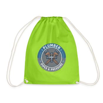 Klempnerrohre und Druckschlüssel Abzeichengeschenk - Turnbeutel - Neongrün - Vorne