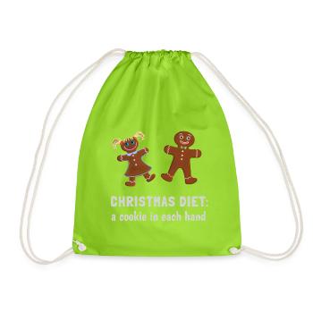 Christmas Diet - Lebkuchen Paar - Turnbeutel - Neongrün - Vorne