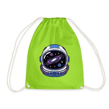 Astronaut Helm Galaxie Visier Weltraum Vektor Shir - Turnbeutel - Neongrün - Vorne