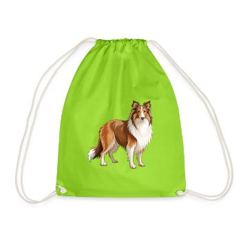 Collie Dog steht - Turnbeutel - Neongrün - Vorne