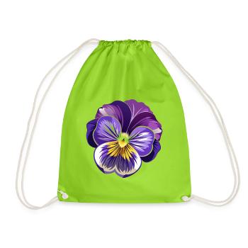 Stiefmütterchenblüte - Turnbeutel - Neongrün - Vorne