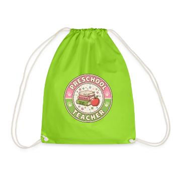 Vintage Vorschullehrer-Geschichtenbücher Apple Patch - Turnbeutel - Neongrün - Vorne