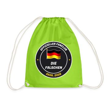 Offizieller Fanclub der Falschen - gegr. 2026 - Turnbeutel - Neongrün - Vorne