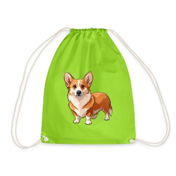 Walisischer Corgi-Hund - Turnbeutel - Neongrün - Vorne