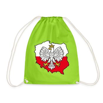 Polnischer Adler auf der zweifarbigen Karte Polens - Turnbeutel - Neongrün - Vorne
