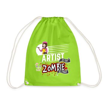 Artist by day Zombie by night - Künstlerin - Turnbeutel - Neongrün - Vorne