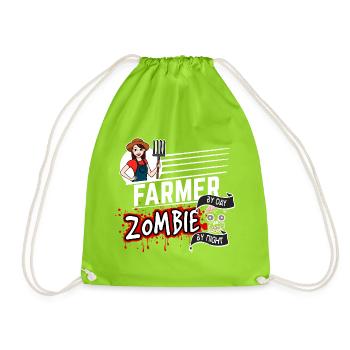 Farmer by day Zombie by night - Bäuerin - Turnbeutel - Neongrün - Vorne