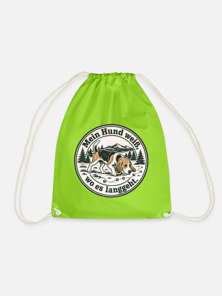 Beagle -  Mein Hund weiß, wo es langgeht. - Turnbeutel - Neongrün