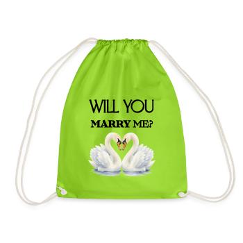 Will you marry me Heiratsantrag süße Geschenkidee  - Turnbeutel - Neongrün - Vorne