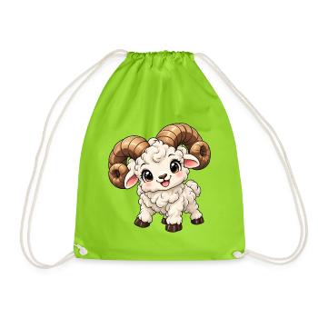 Widder Sternzeichen im Kawaii-Stil - Turnbeutel - Neongrün - Vorne