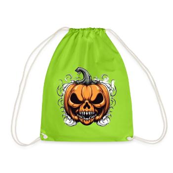 Tête de citrouille effrayante avec de vilaines dents - Sac de sport léger - vert néon - Devant