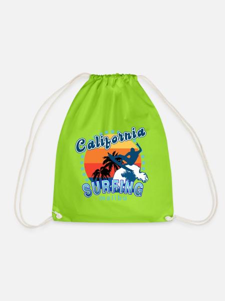 Kalifornisches Surfen in Malibu. - Turnbeutel - Neongrün