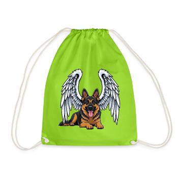 Ange mignon berger allemand dessin animé deuil - Sac de sport léger - vert néon - Devant