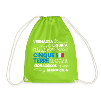 Cinque Terre La Spezia Italien Ligurien Souvenir - Turnbeutel - Neongrün - Vorne
