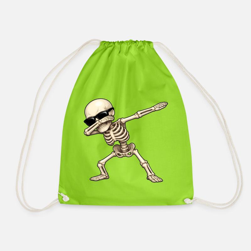 Dabbing Skeleton - Drawstring Bag - neon green