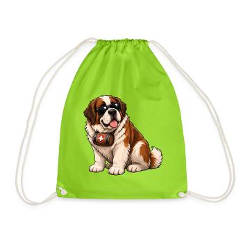 Saint Bernard - Drawstring Bag - neon green - Front