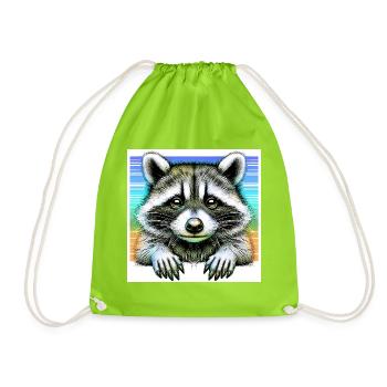 Raccoon - Drawstring Bag - neon green - Front