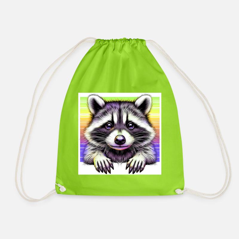 Waschbär - Turnbeutel - Neongrün