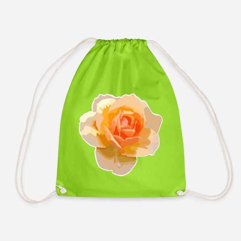 Orangefarbene Rose im Aquarellstil - Turnbeutel - Neongrün