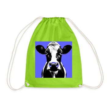 cow - Drawstring Bag - neon green - Front
