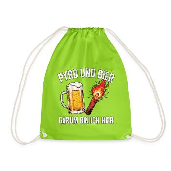 Pyro Und Bier Stadion - Turnbeutel - Neongrün - Vorne