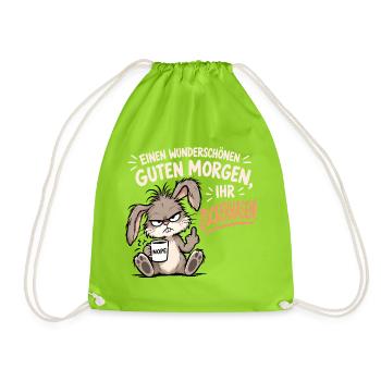 Morgenmuffel Hase - Turnbeutel - Neongrün - Vorne