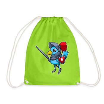 Knightly bird knight - design - Drawstring Bag - neon green - Front