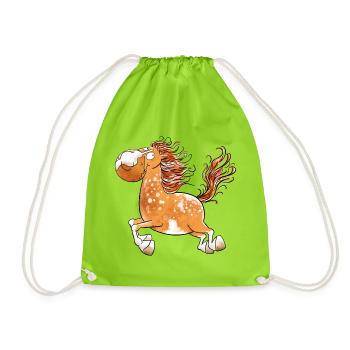Flottes Pferd I Pferdemotiv Fun - Turnbeutel - Neongrün - Vorne