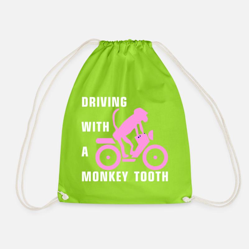 Driving with a monkey tooth - Affenzahn - Drawstring Bag - neon green