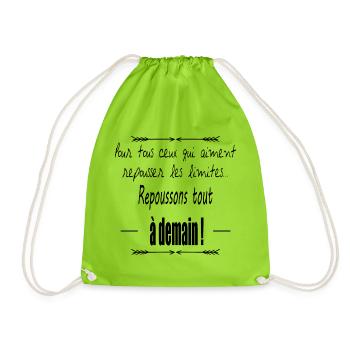 Repoussons les limites ! - Sac de sport léger - vert néon - Devant