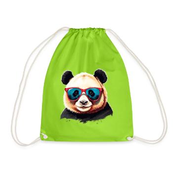 Panda Bear intelligent avec des lunettes de soleil cool - Sac de sport léger - vert néon - Devant