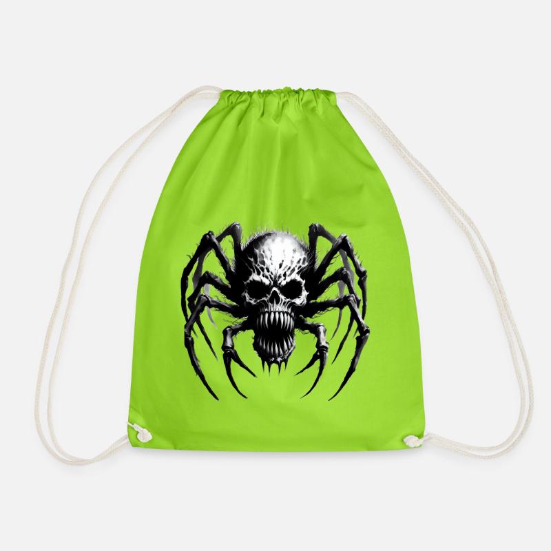 Halloween Monster Spinne Totenkopf - Turnbeutel - Neongrün