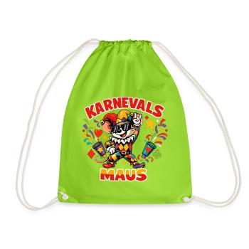 Karnevalsmaus Köln Fasching Lustig - Turnbeutel - Neongrün - Vorne